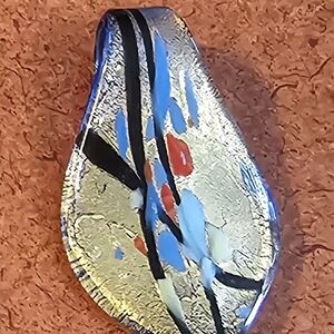 Abstract Silver Pendant with Colorful Accents